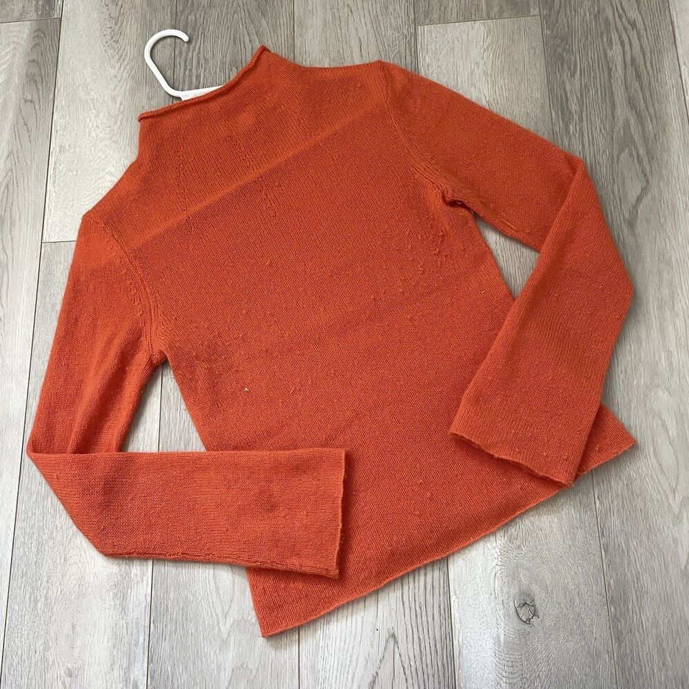 Tahari Cashmere Sweater rollneck pullover crop womens Orange (medium) classic